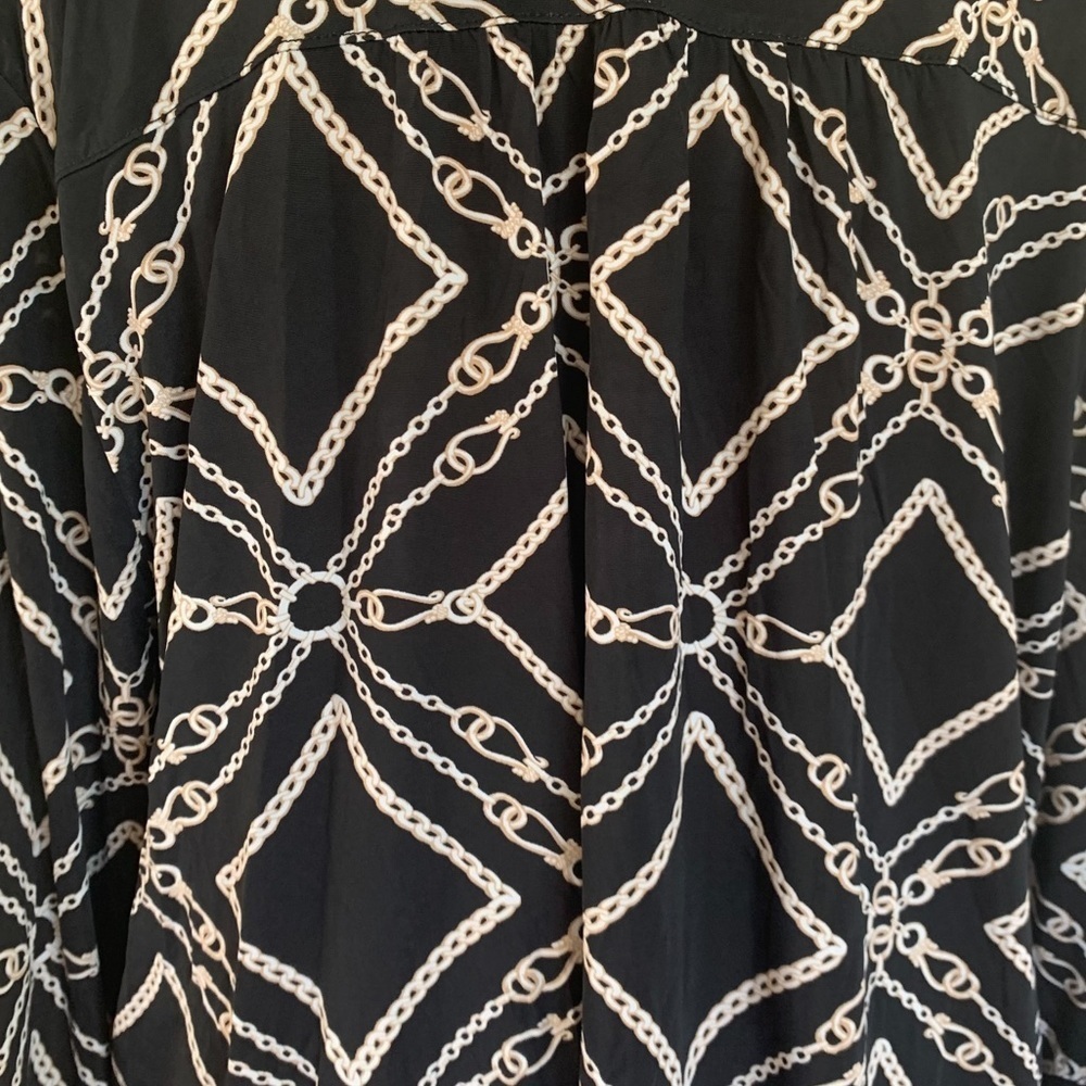 COCOMO XL Black Beige 3/4 sleeve women's Pintuck Blouse tunic shirt - Picture 7 of 12